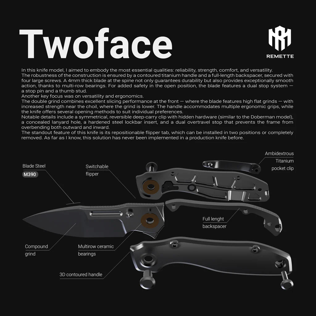 Remette ~ RT-TwoFace ~ Custom 1 of 1 M390/Purple Anodized Ti