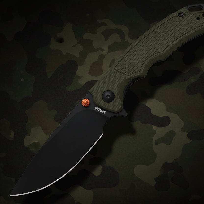 Artisan Cutlery Tradition V2 Liner Lock Knife – Green G10 & Black AR-RPM9 (1702M-BGN)