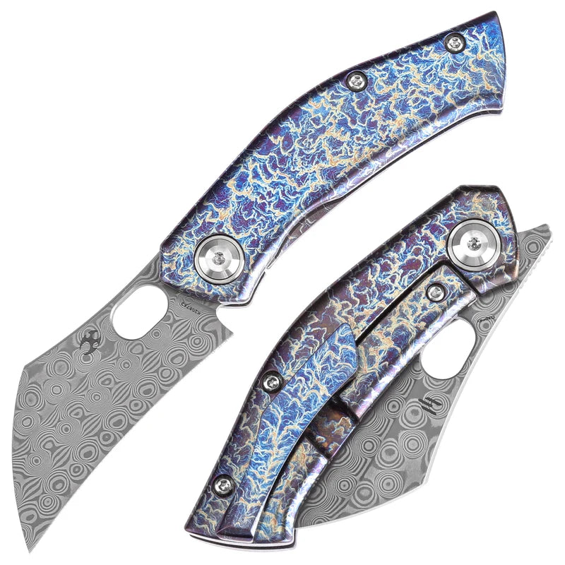 Kansept ~ Osprey ~ Frame Lock – Lightning Strike Titanium & Stainless Damascus