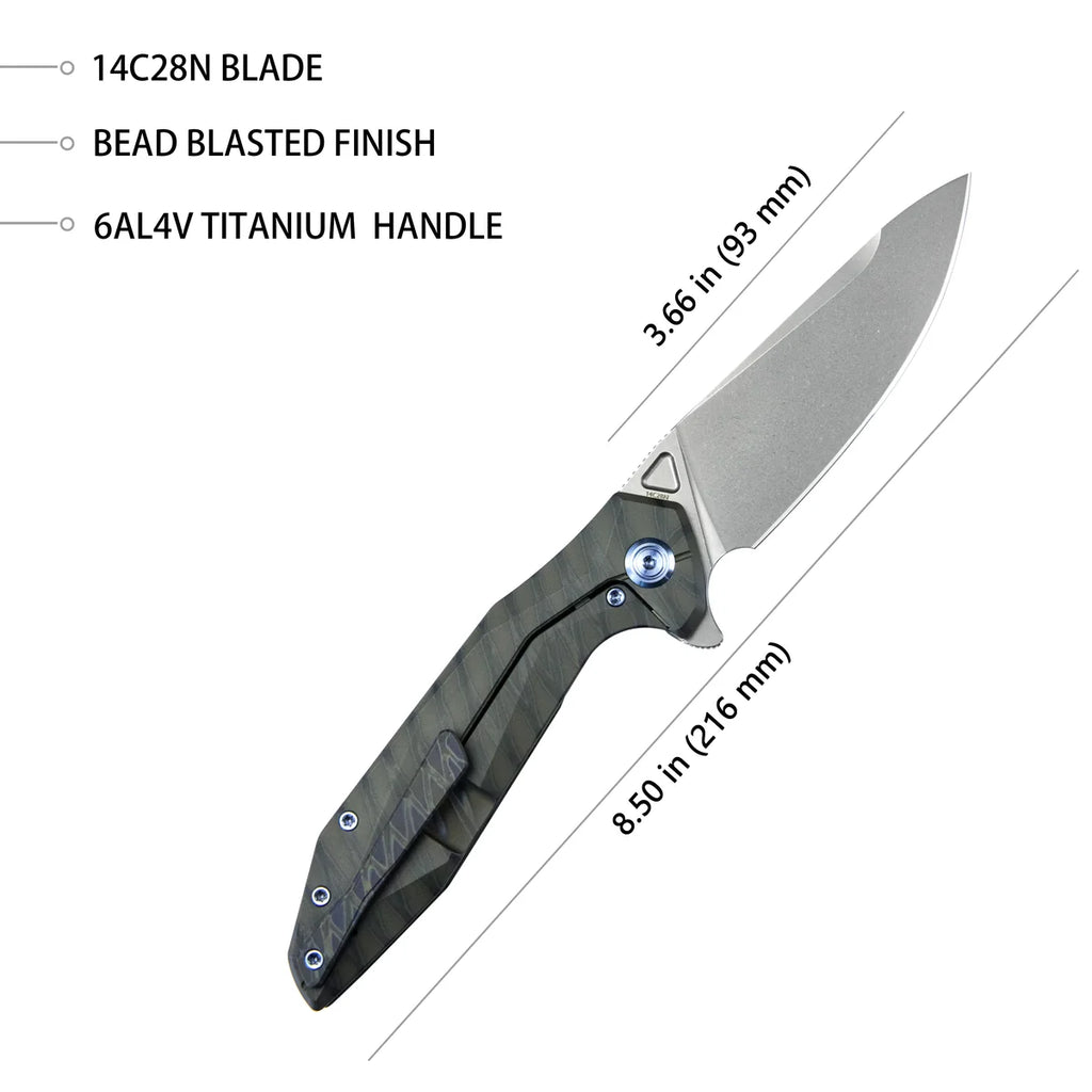 Kubey Nova Framelock (KB235): 3.66" 14C28N Steel & Titanium