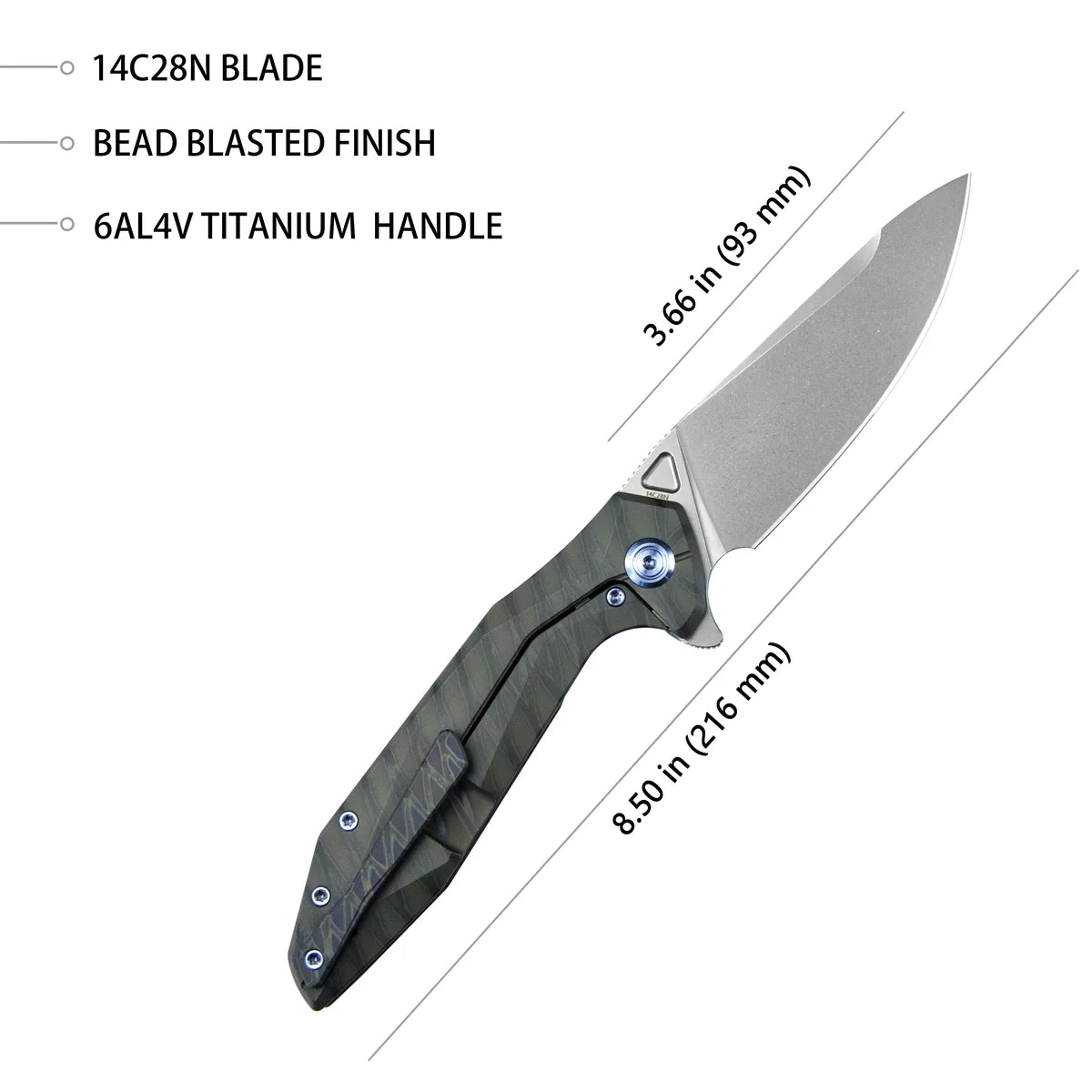 Kubey Nova Framelock (KB235): 3.66" 14C28N Steel & Titanium