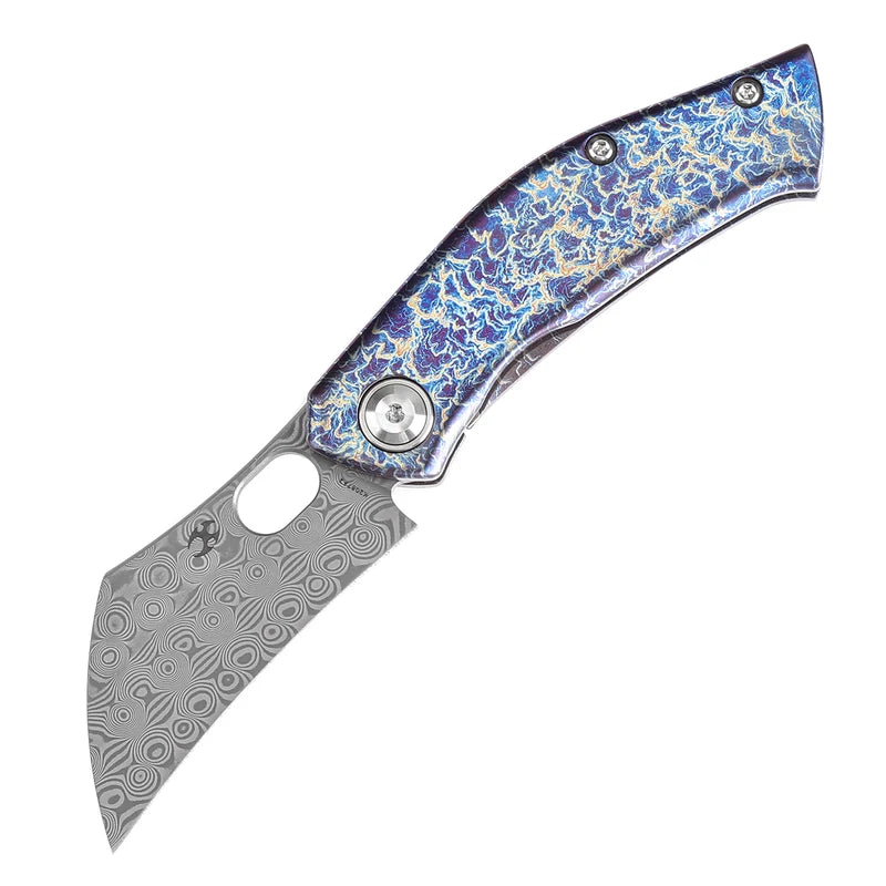 Kansept ~ Osprey ~ Frame Lock – Lightning Strike Titanium & Stainless Damascus