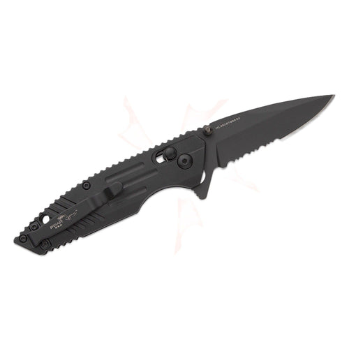 Bear & Son Bear OPS Rancor IX Slide Lock Flipper Knife 2.83" D2 Black Serrated