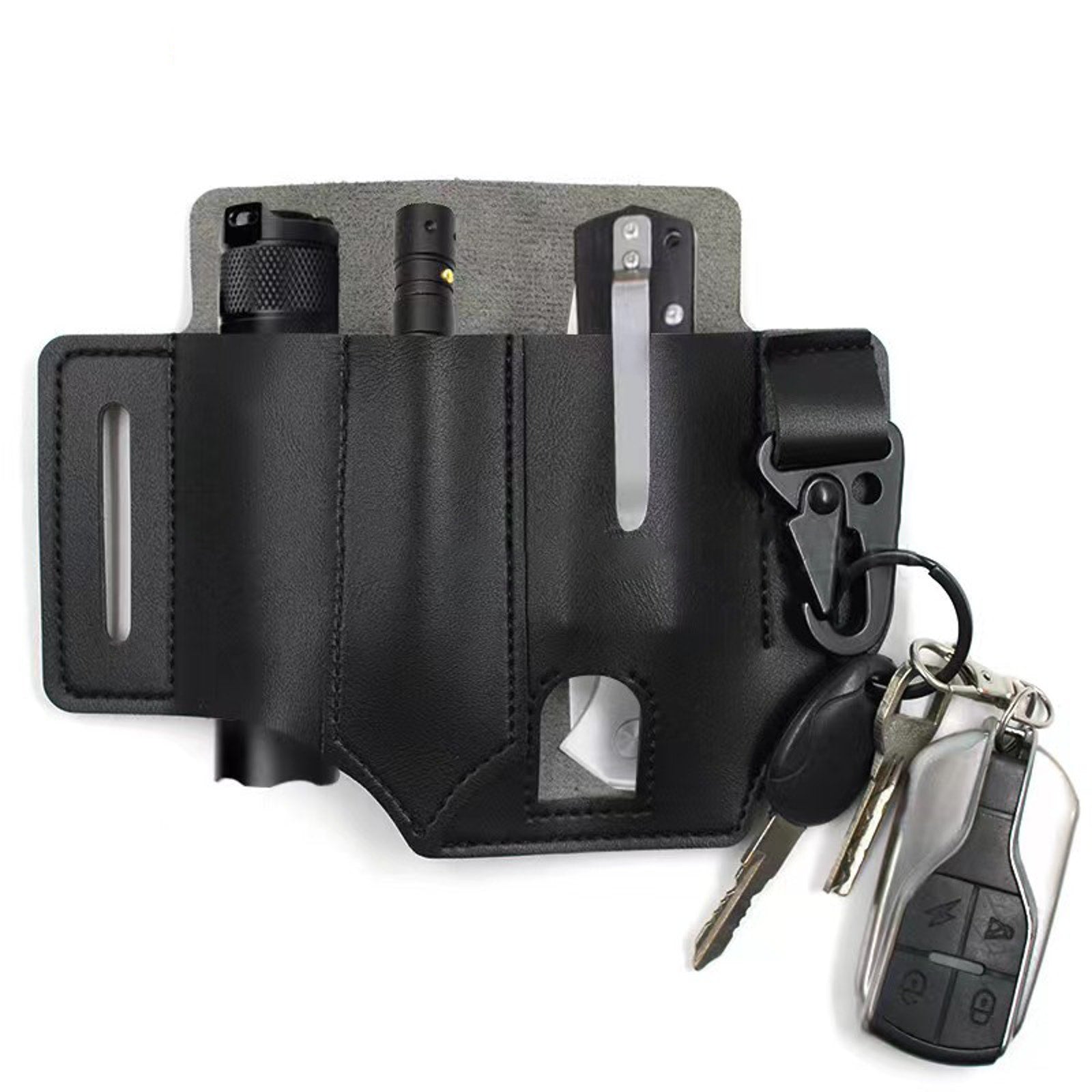 EDC Leather Knife Case & Flashlight Slot Tactical Pouch