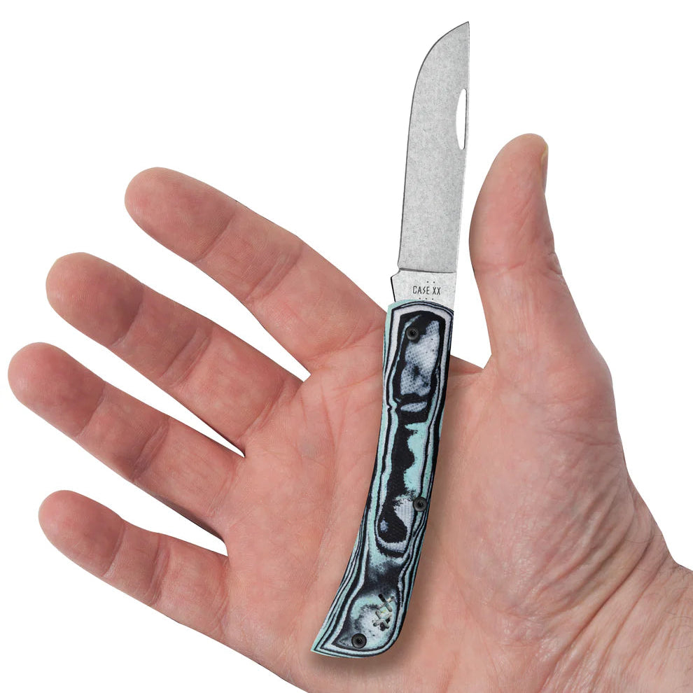 Case Crossroads™ XR Sod Buster® Jr ~ Smooth Seafoam Green Burl G-10/S35VN **Damaged Box