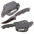 9" S-TEC Fixed Black Blade Full Tang Knife w/ Plastic Clip In Sheath