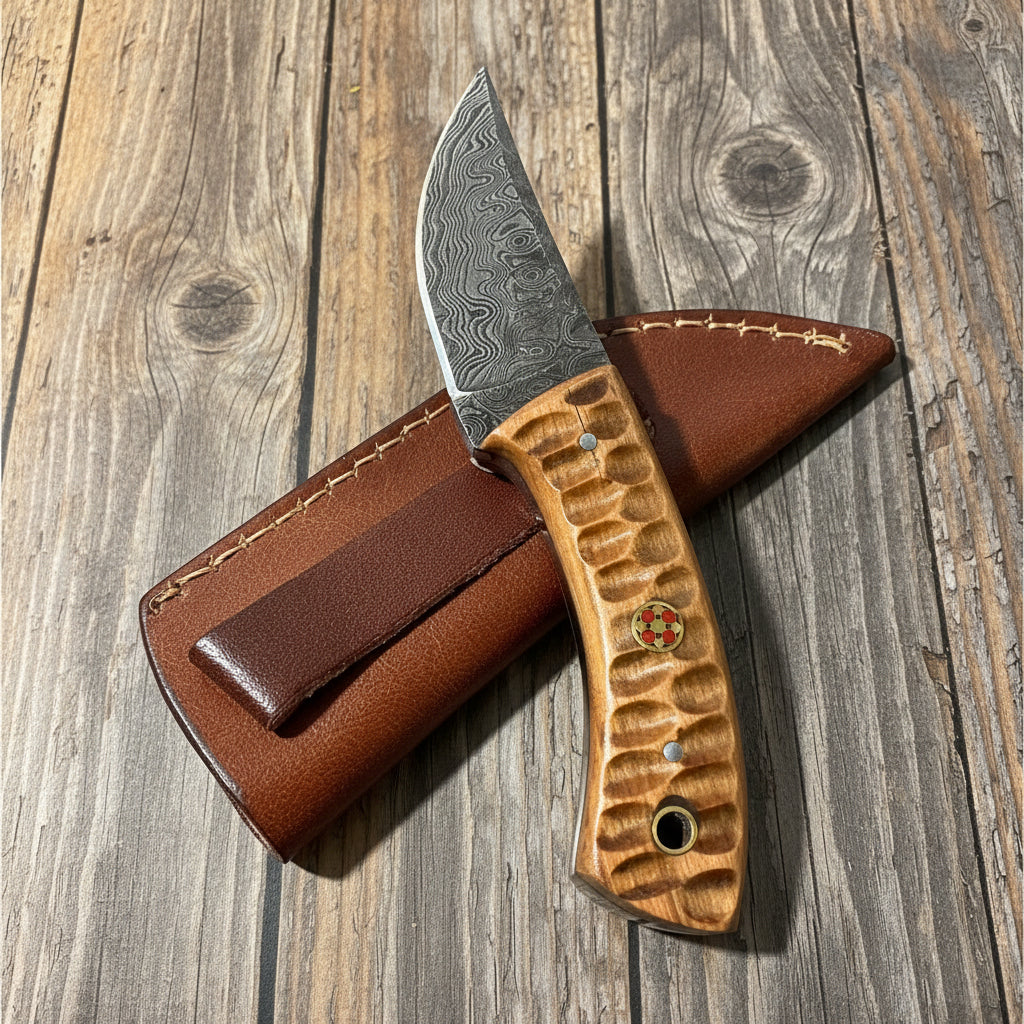 Handmade Damascus Steel Fixed Blade with Sheath
