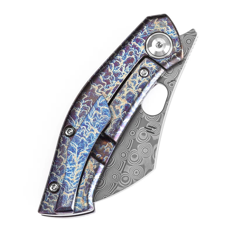Kansept ~ Osprey ~ Frame Lock – Lightning Strike Titanium & Stainless Damascus