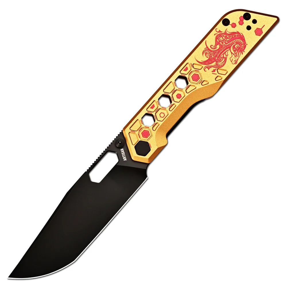 Artisan Cutlery Beest Front Flipper – Gold Aluminum & Black AR-SFII (1878P-GL)