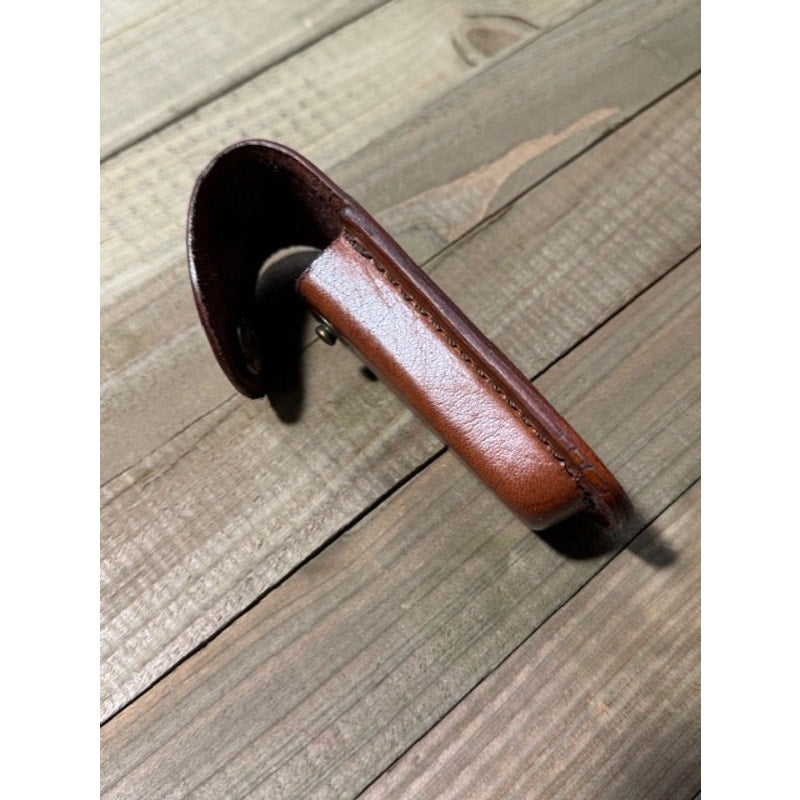 4" Top Grain Leather Folding Knife Sheath - Brown