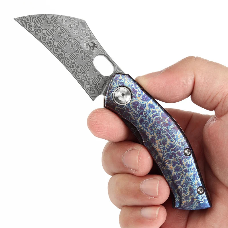 Kansept ~ Osprey ~ Frame Lock – Lightning Strike Titanium & Stainless Damascus