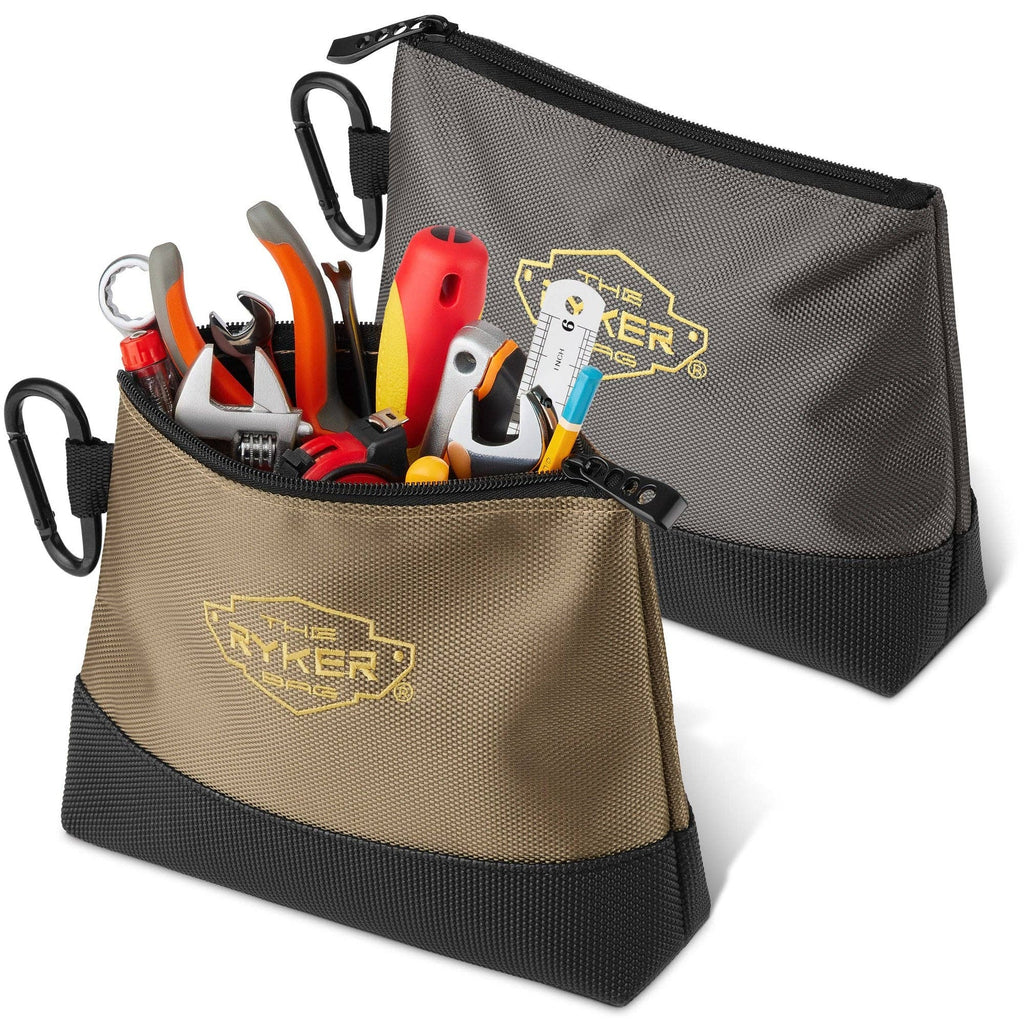 The Ryker Bag ~ Canvas Zipper Small Tool Pouch Organizer w/hard Bottom & Carabiner