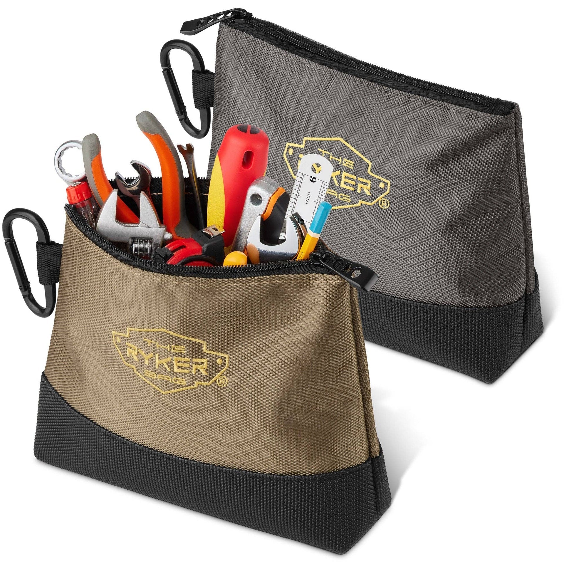 The Ryker Bag ~ Canvas Zipper Small Tool Pouch Organizer w/hard Bottom & Carabiner