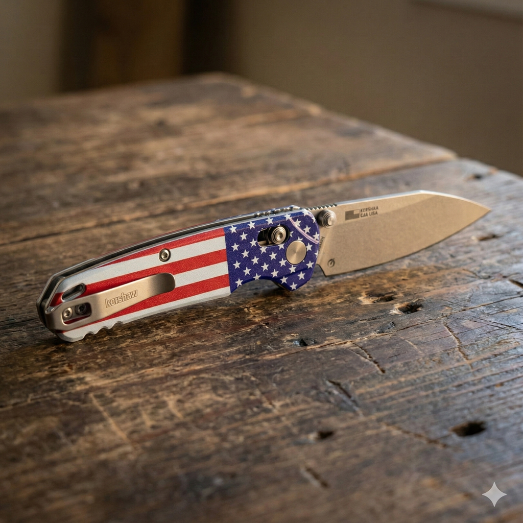 Kershaw Bel Air ~ Aluminum US Flag ~ Magnacut Folding Knife ~ 6105 USA