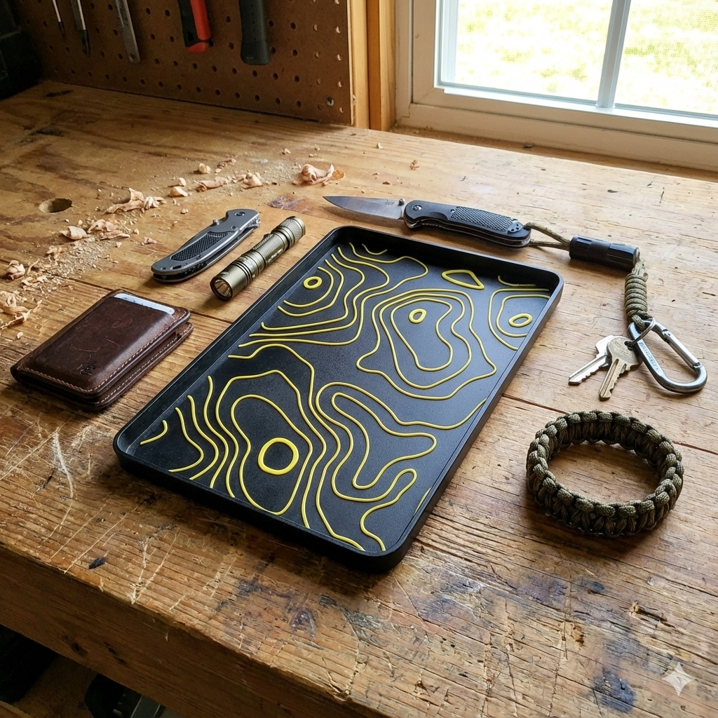 The "Land Nav" Topo EDC Dump Tray (7" x 4.5")