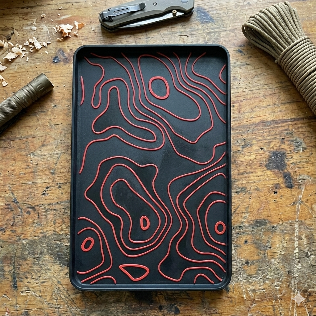 The "Land Nav" Topo EDC Dump Tray (7" x 4.5")
