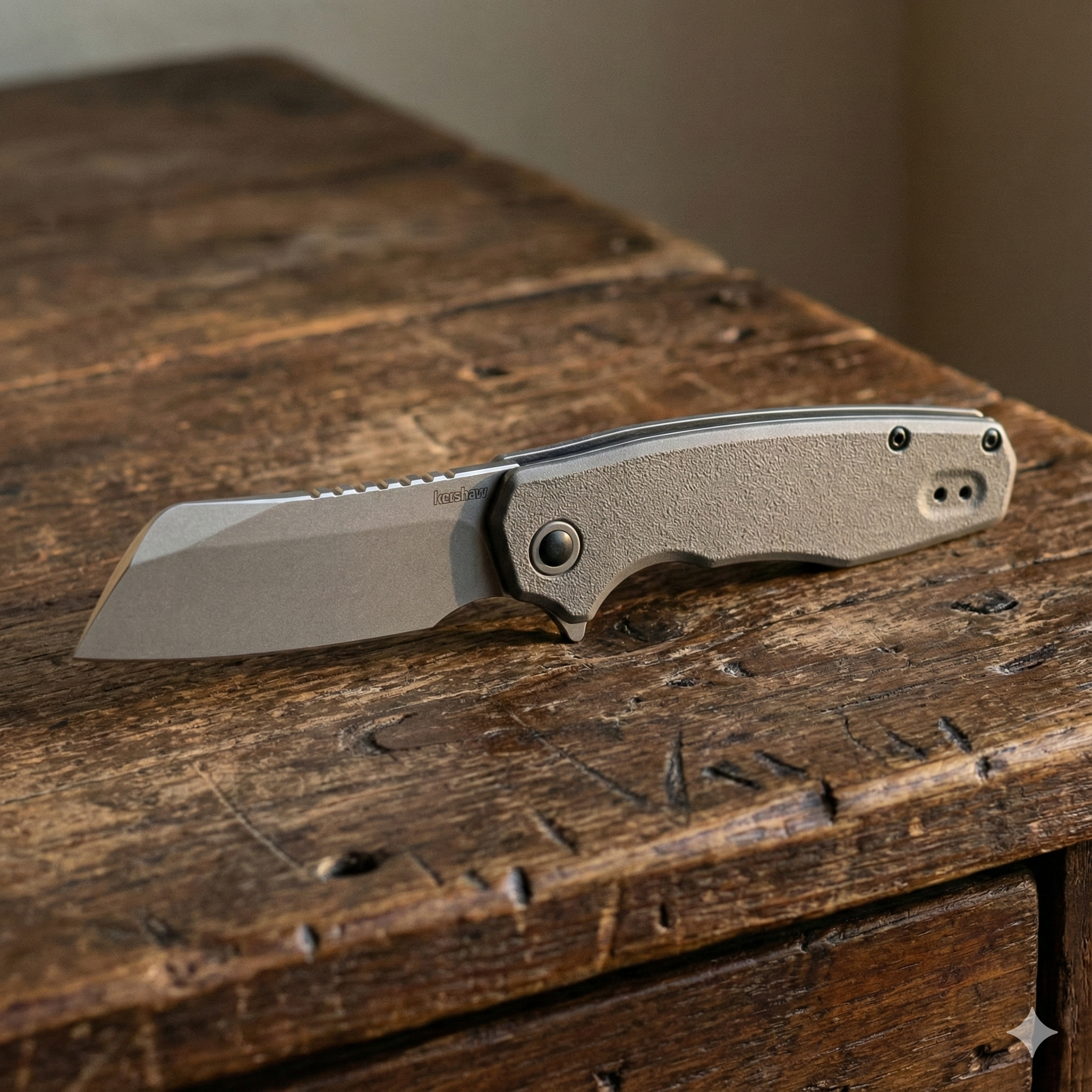 Kershaw Wharf ~ Assisted Liner Lock ~ Stonewash Cleaver Knife ~ 1414