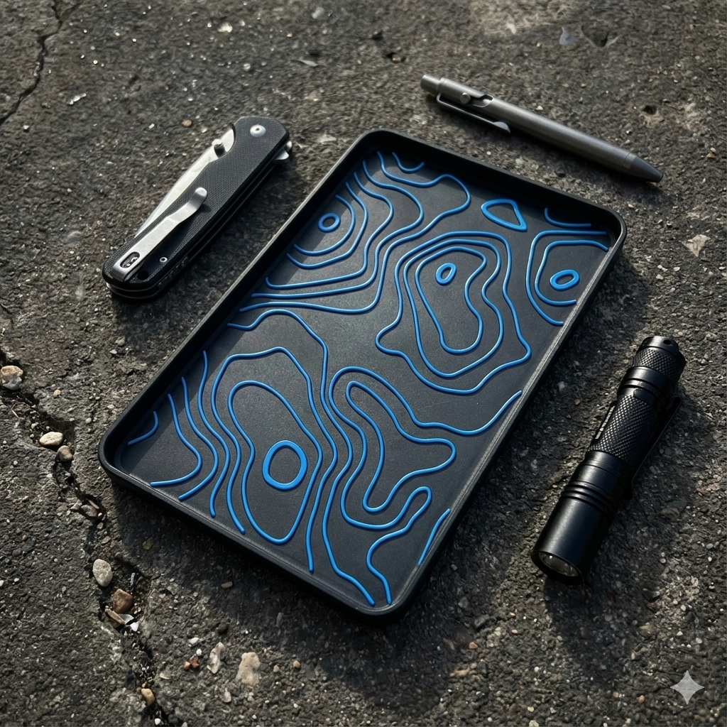 The "Land Nav" Topo EDC Dump Tray (7" x 4.5")