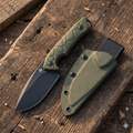 QSP ~ Tiny TOT Fixed Blade Knife ~ OD Green G10 ~ 10Cr15MoV Plain Black Blade ~ QS169-B2