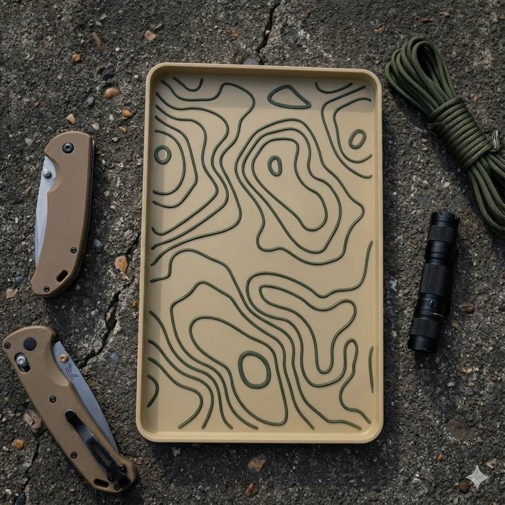 The "Land Nav" Topo EDC Dump Tray (7" x 4.5")