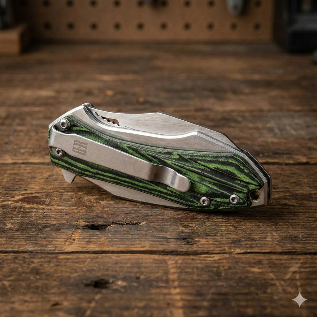 Rough Rider Bullfrog ~ Blk / Green G10 (2.4" Two-Tone) ~ RR2258