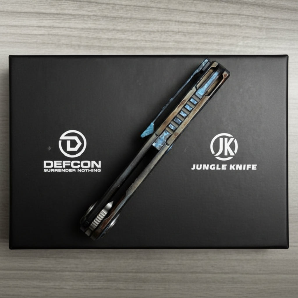 Defcon ~ JK Fulcrum ~ M390/Ti Custom Lightning Anodized 1 of 1
