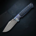 Kansept ~ Shikari ~ Framelock ~ Rose Damascus & Blue Carbon Fiber