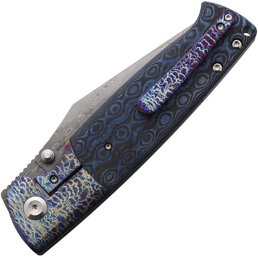 Kansept ~ Shikari ~ Framelock ~ Rose Damascus & Blue Carbon Fiber