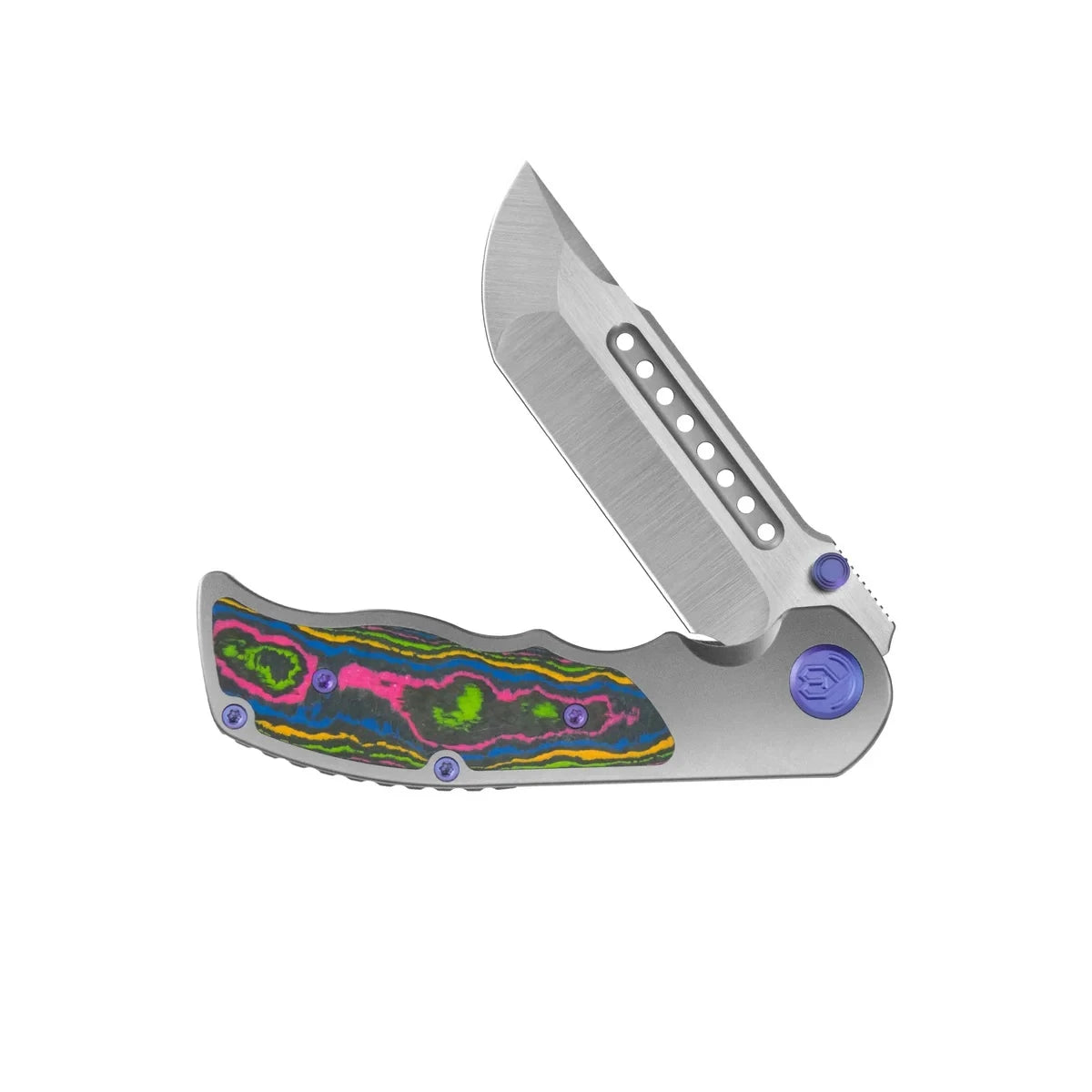 KB Knives Predator (KB436A): James Lowe M390 Belt-Satin Tanto & 80s Camo Carbon Fiber