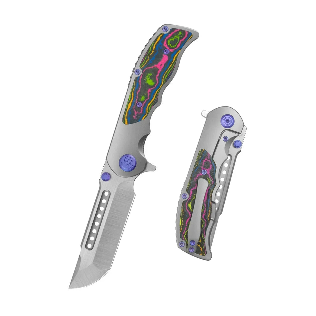 KB Knives Predator (KB436A): James Lowe M390 Belt-Satin Tanto & 80s Camo Carbon Fiber