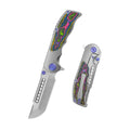 KB Knives Predator (KB436A): James Lowe M390 Belt-Satin Tanto & 80s Camo Carbon Fiber