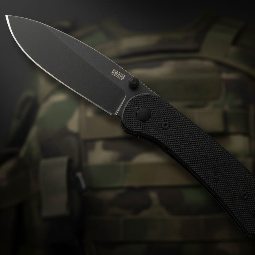 Knafs Lander 1 Folder – Stonewash D2 & Fast-Swap Black G10 (KNAFS-00066)
