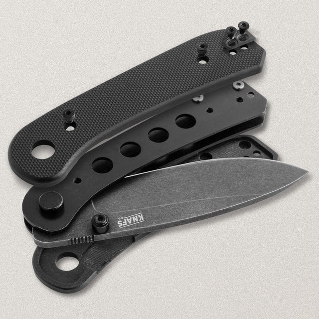 Knafs Lander 1 Folder – Stonewash D2 & Fast-Swap Black G10 (KNAFS-00066)