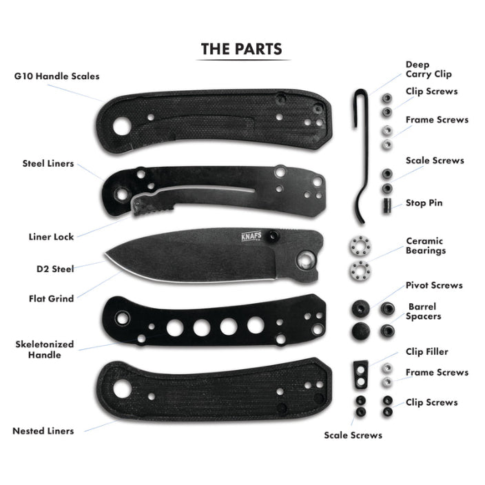 Knafs Lander 1 Folder – Stonewash D2 & Fast-Swap Black G10 (KNAFS-00066)
