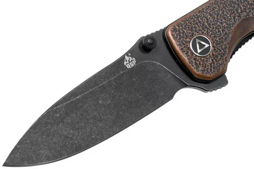 QSP Hawk Linerlock: 14C28N Black Stonewash & Antique Copper