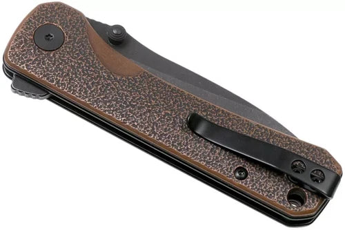 QSP Hawk Linerlock: 14C28N Black Stonewash & Antique Copper