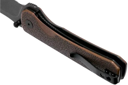 QSP Hawk Linerlock: 14C28N Black Stonewash & Antique Copper