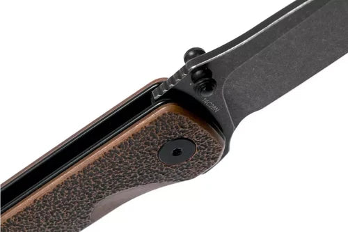 QSP Hawk Linerlock: 14C28N Black Stonewash & Antique Copper