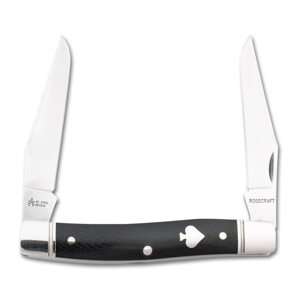 RoseCraft Blades ~ Sequatchie River Muskrat ~ D2 Clip Point Black Micarta