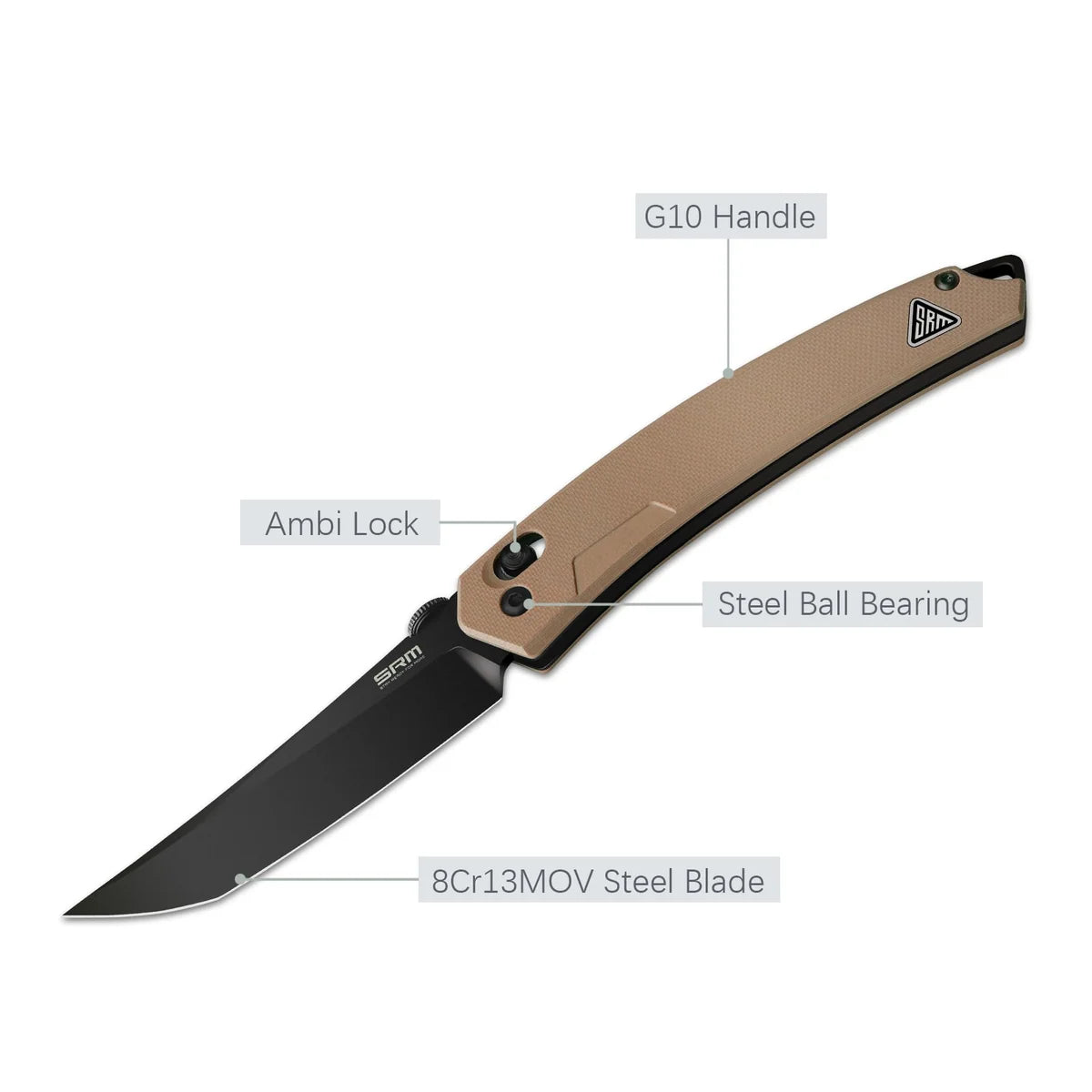 SRM 9211 Tactical Pocket Knife: 8Cr13MoV Clip Point & Ambi-Lock