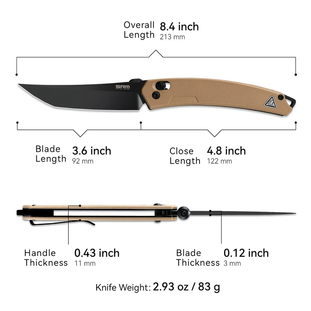 SRM 9211 Tactical Pocket Knife: 8Cr13MoV Clip Point & Ambi-Lock