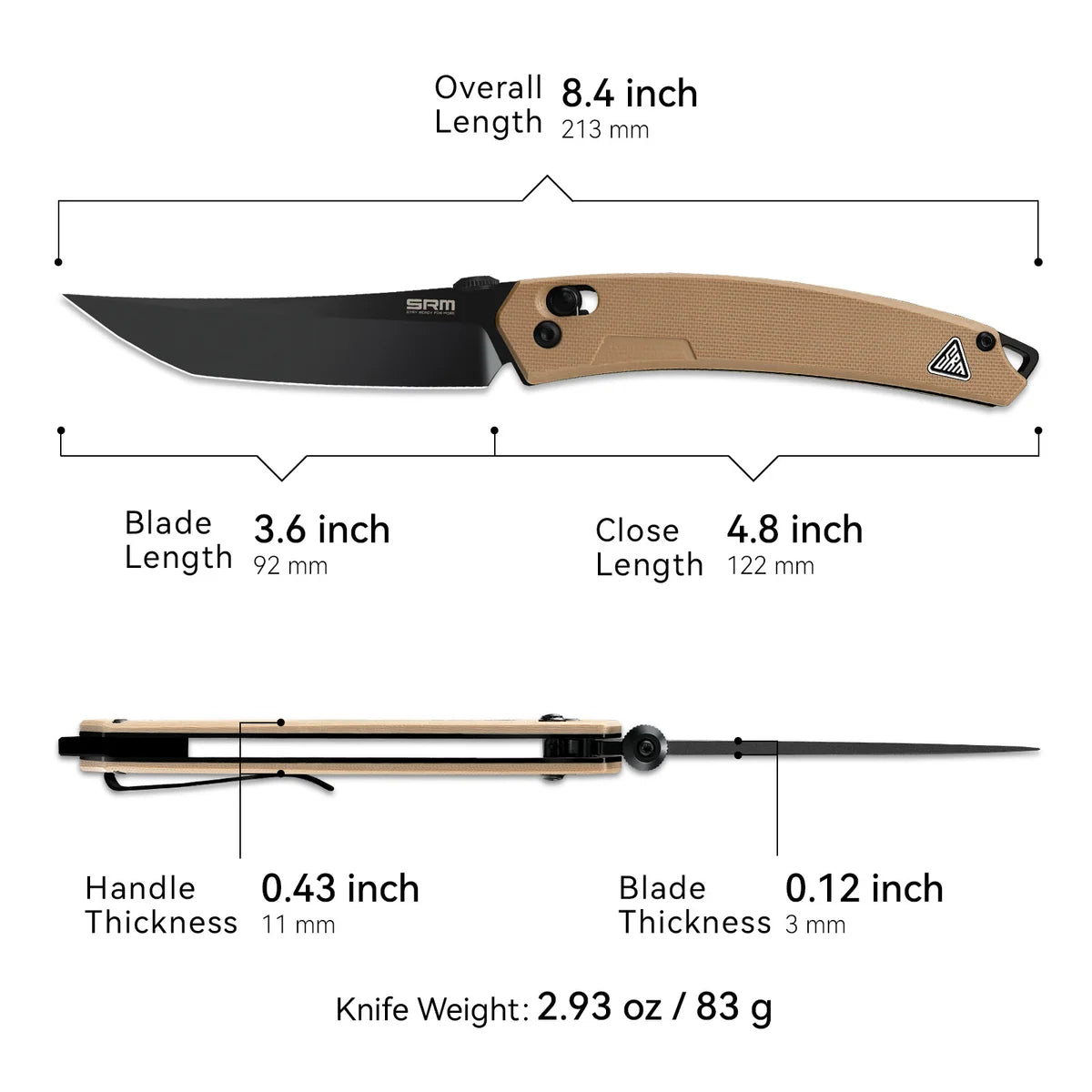 SRM 9211 Tactical Pocket Knife: 8Cr13MoV Clip Point & Ambi-Lock