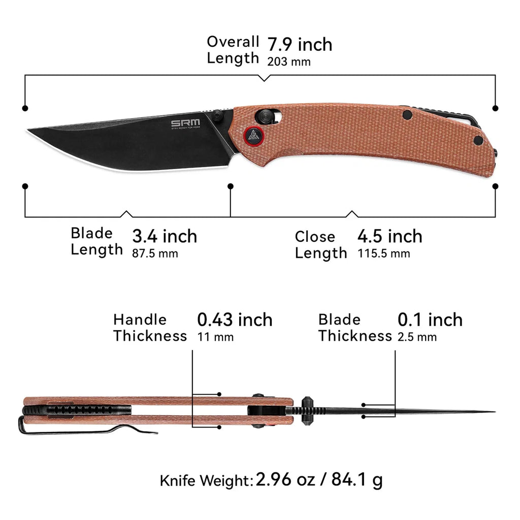 SRM ~ Asika ~ Ambi-Lock – PVD Black 14C28N Steel & Micarta Armor (411L-MN)