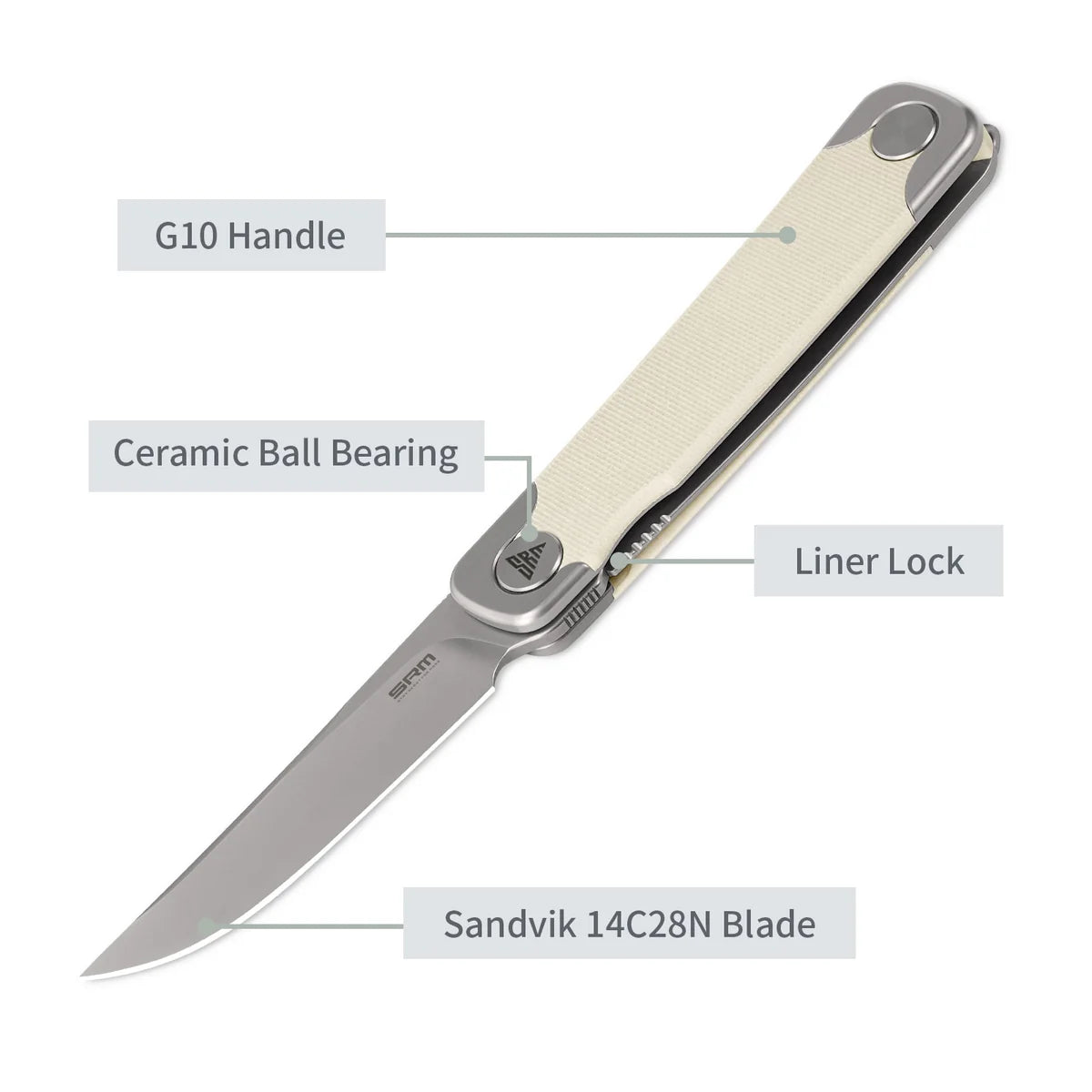 SRM Enso Front Flipper – Bead Blast 14C28N Steel & G10 Scale Armor (131M-GT)