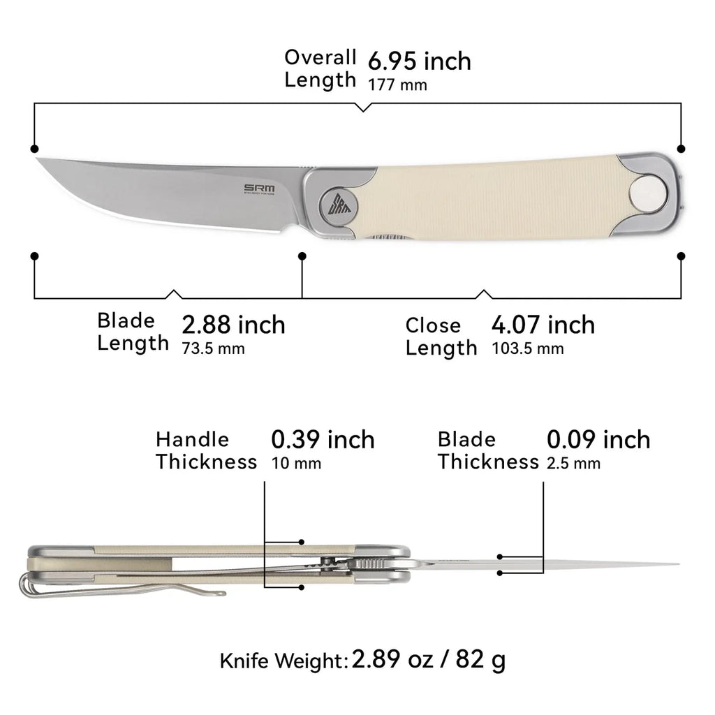 SRM Enso Front Flipper – Bead Blast 14C28N Steel & G10 Scale Armor (131M-GT)