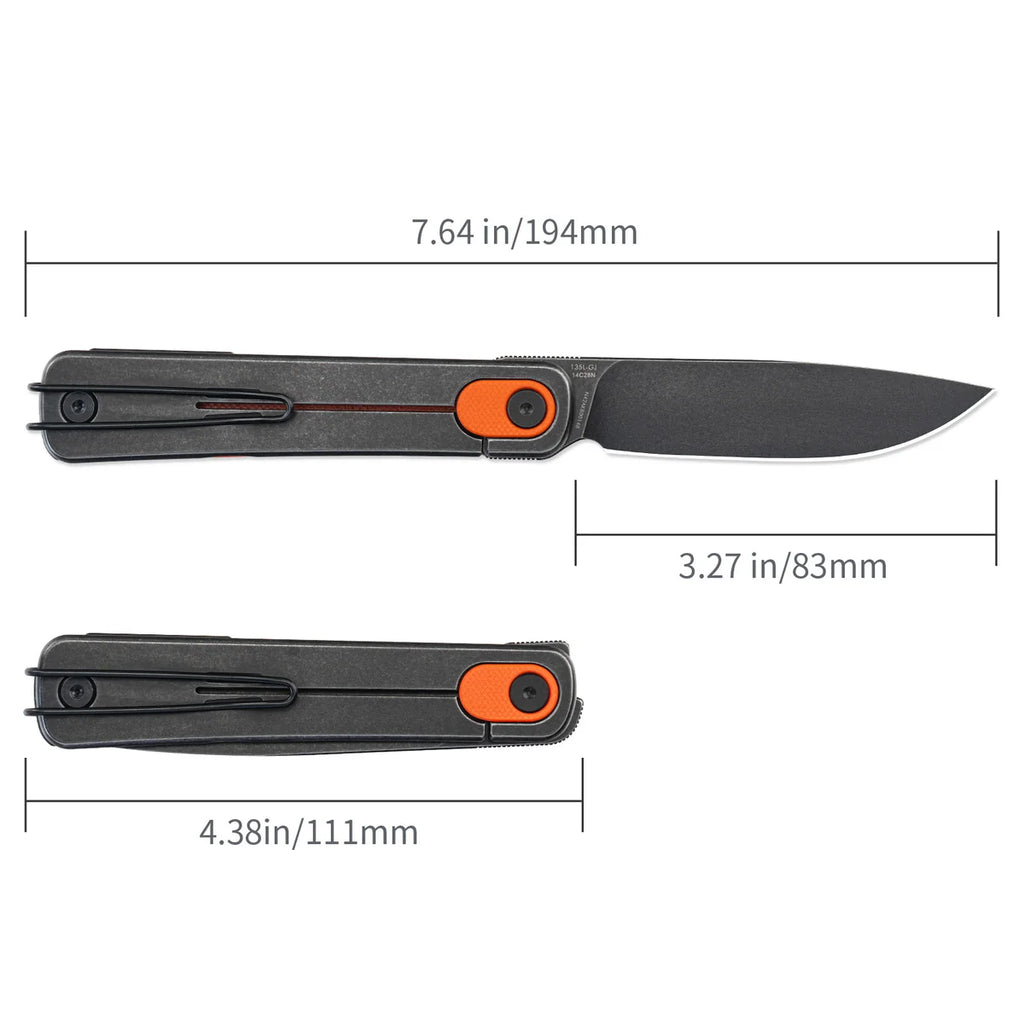 The SRM Palfrey Frame Lock – Black Stonewash 14C28N Steel & G10 / Stainless Steel Hybrid (135L-GJ)