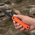 The SRM Palfrey Frame Lock – Black Stonewash 14C28N Steel & G10 / Stainless Steel Hybrid (135L-GJ)