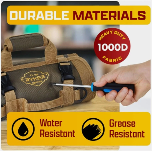 The Ryker Bar ~ Original Tool Roll Organizer with 2 Detachable Pouches