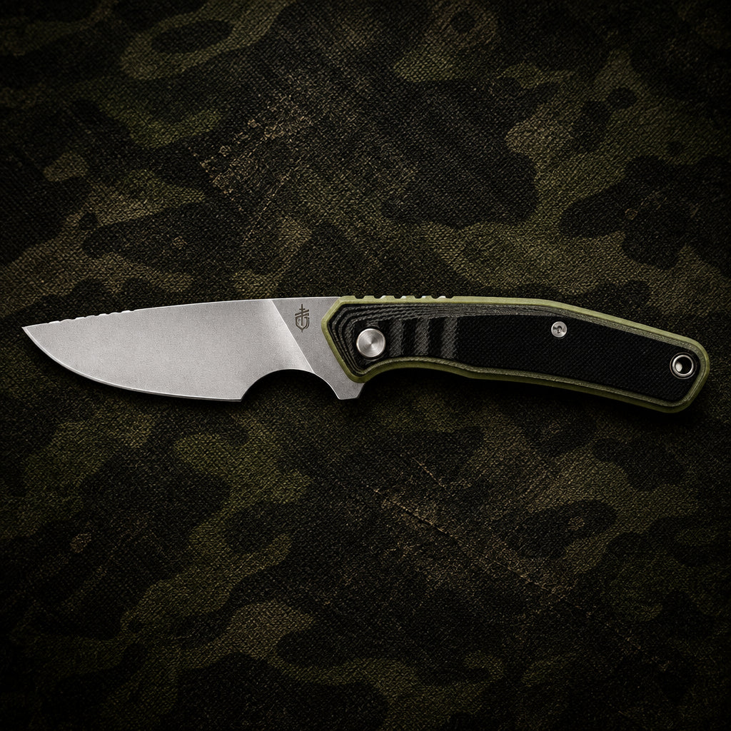 Gerber Downwind Caper Fixed Blade: 2.8" Stainless Steel & Green/Black G10