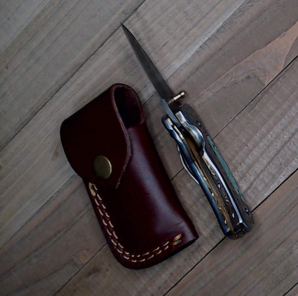 Titan Knives ~ Damascus Steel ~ Hand Etched Grips ~ 6" Liner Lock Folding Knife